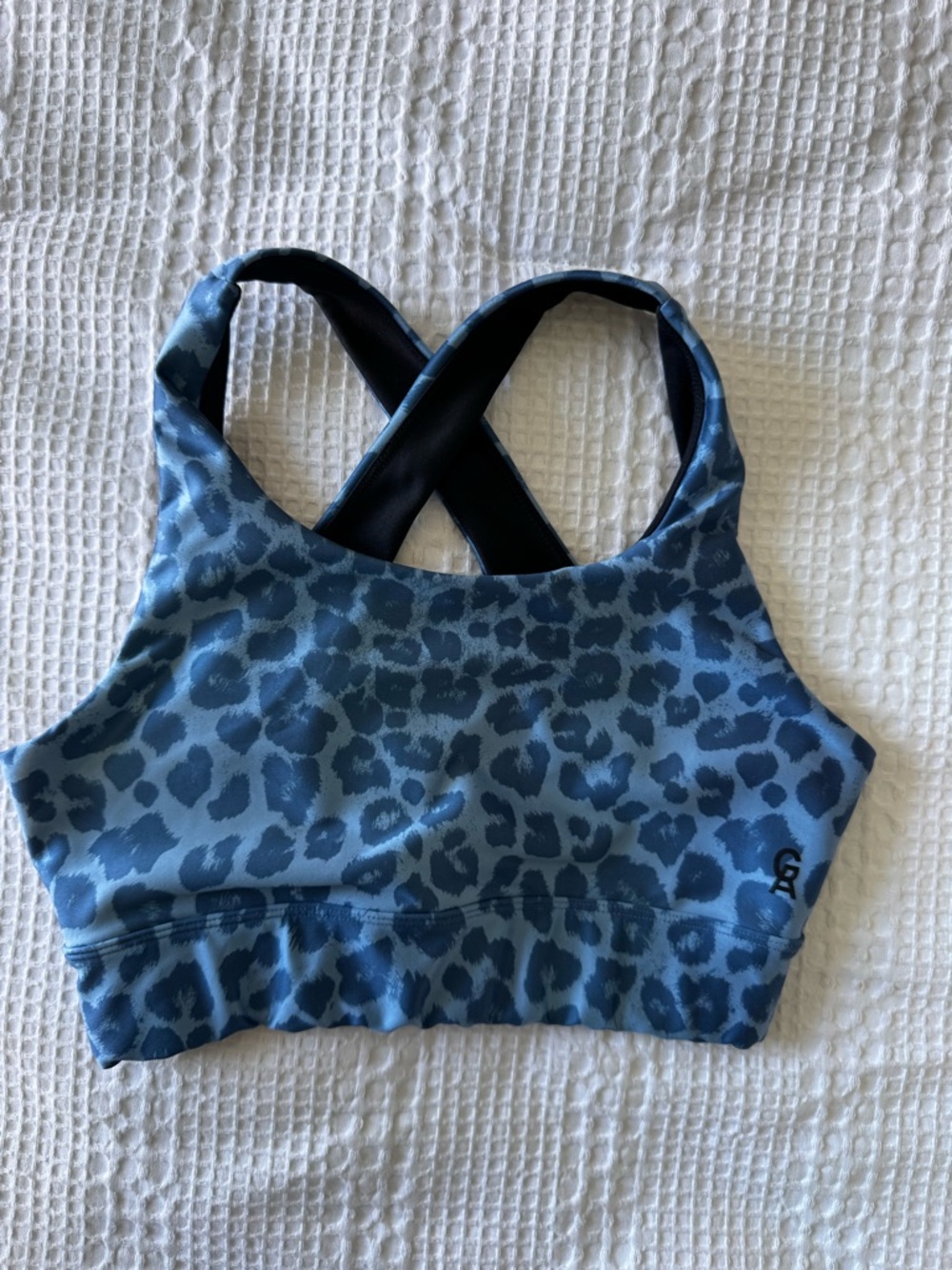 Good American Blue Leopard Print Sports Bra XS